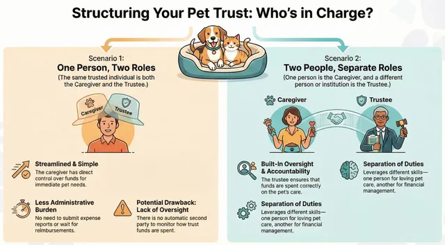 Infographic showing two pet trust structures