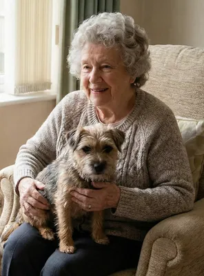 A woman relaxing at home with her dog — the peace of mind estate planning provides