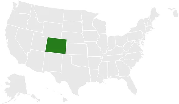 Map of the United States with Colorado highlighted